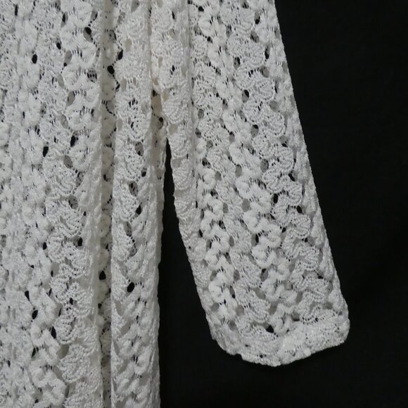 SOUTHERN LADY | medium | Cream Crochet Open Front 3/4 Sleeve Cardigan - Picture 7 of 16